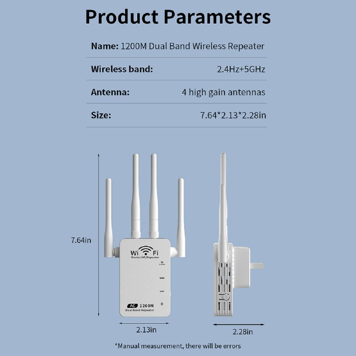 1200 Mbit/s BHP 5G High-Speed-Repeater, Signalverstärker, WLAN-Booster, Dualband-WLAN-Netzwerk, Vierdraht-Repeater, UK-Spezifikation, Weiß