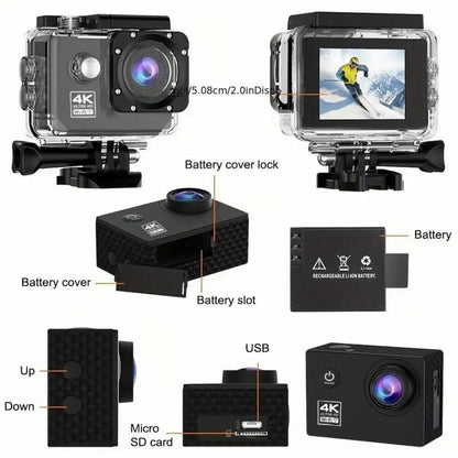 4K Action Camera 1080P/30FPS WiFi 2.0" 170D Underwater Waterproof Helmet Video Recording Camera Sports Cameras Outdoor Mini Cam