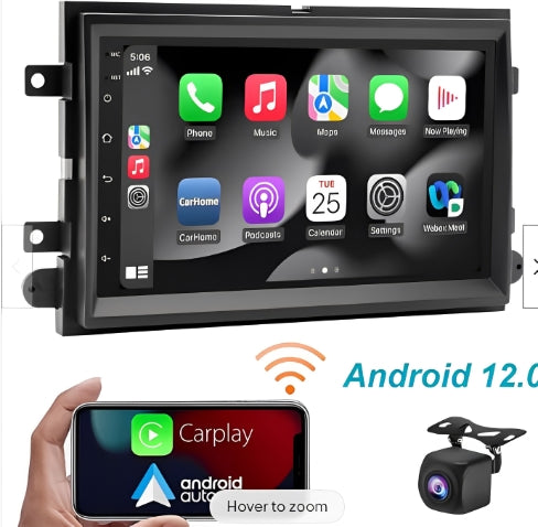 Android 13 Car Stereo for Ford F150/F250 (2004–2014) – 7" Touchscreen with Built-in CarPlay & Android Auto, 4+64GB, AHD Backup Camera & Mic