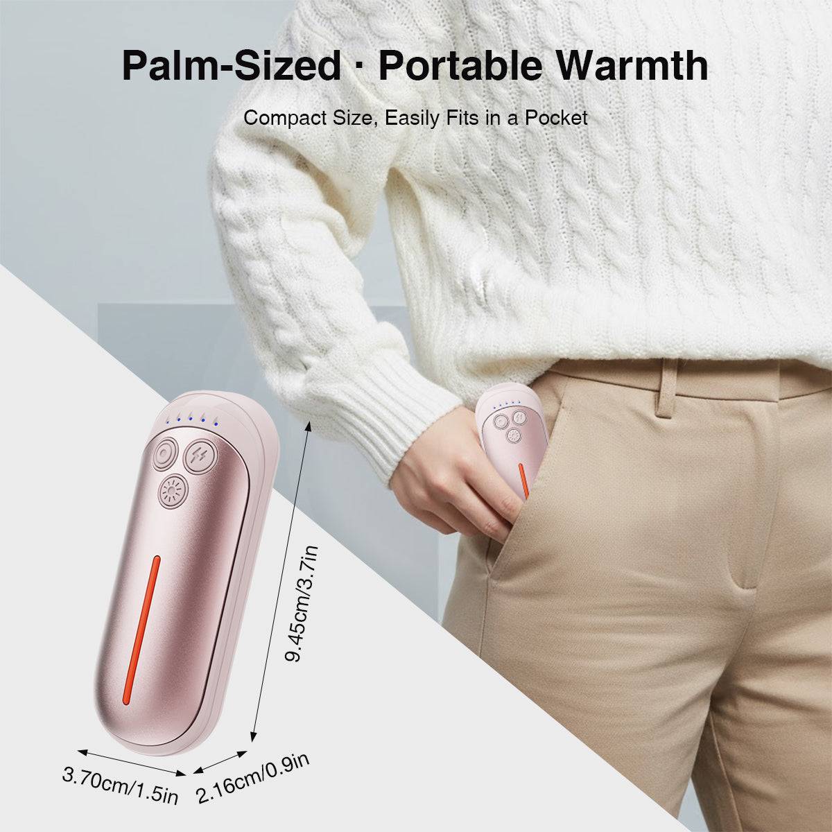 Elektrischer Handwärmer im 2er-Pack, 5 Heizstufen + Taschenlampe, tragbar für Taschenhandschuhe, Geschenkidee zu Weihnachten, Winter-Must-have, Outdoor, für Damen und Herren