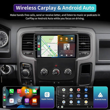 Android 13 Car Stereo for Dodge RAM (2013–2019) – 9" Touchscreen, Built-in CarPlay & Android Auto, 2GB+32GB, 12-LED Backup Camera, Black Frame (Manual A/C Version)