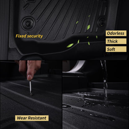 Car Floor Mats for 2019-2024 Chevrolet Silverado 1500/GMC Sierra 1500 2020-2024 Chevy Silverado/GMC Sierra 2500HD/3500HD Crew Cab Laser Cut Custom Fit TPE All Weather Truck Floor Mats Floor Liners