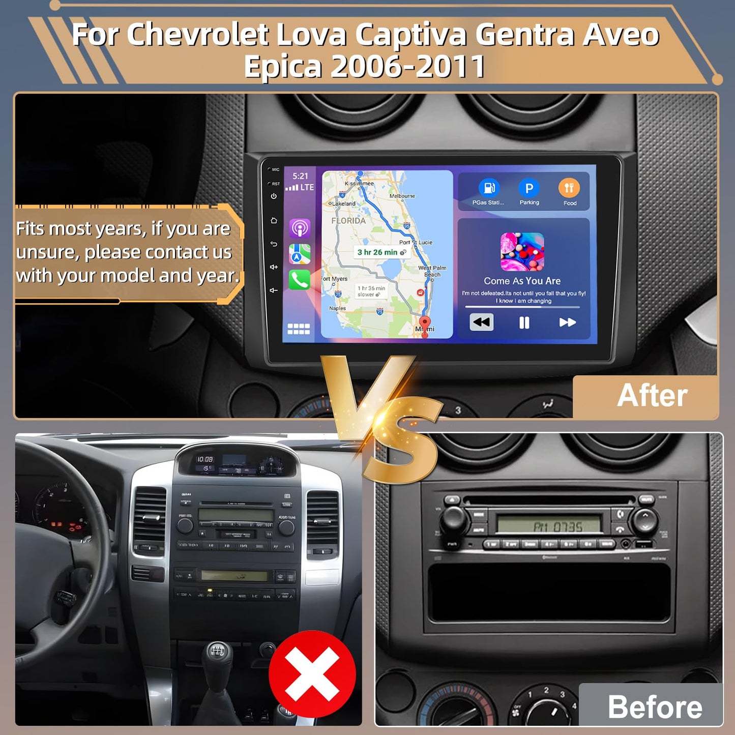 Android 13 Car Stereo for Chevrolet Aveo T250 (2009–2017) – 9" Touchscreen with Wireless CarPlay, Android Auto, 2+32GB, AHD Backup Camera & Microphone