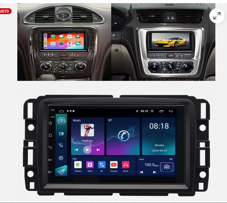 Android 14 Car Stereo for Chevrolet Traverse 2013–2017 – 7" Touchscreen with Wireless CarPlay & Android Auto, 2+32GB, AHD Backup Camera & Microphone (GMC-Style Rounded Frame)