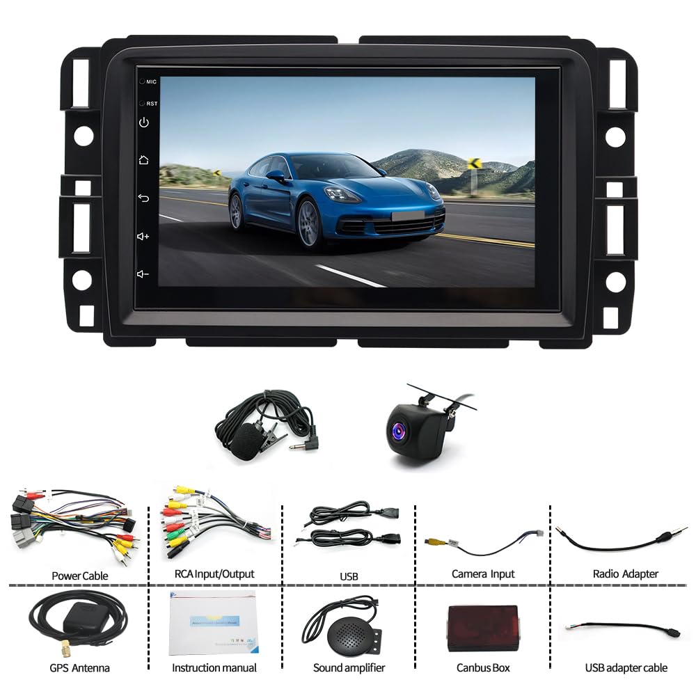 Android 14 Car Stereo for Chevrolet Traverse 2013–2017 – 7" Touchscreen with Wireless CarPlay & Android Auto, 2+32GB, AHD Backup Camera & Microphone (GMC-Style Rounded Frame)
