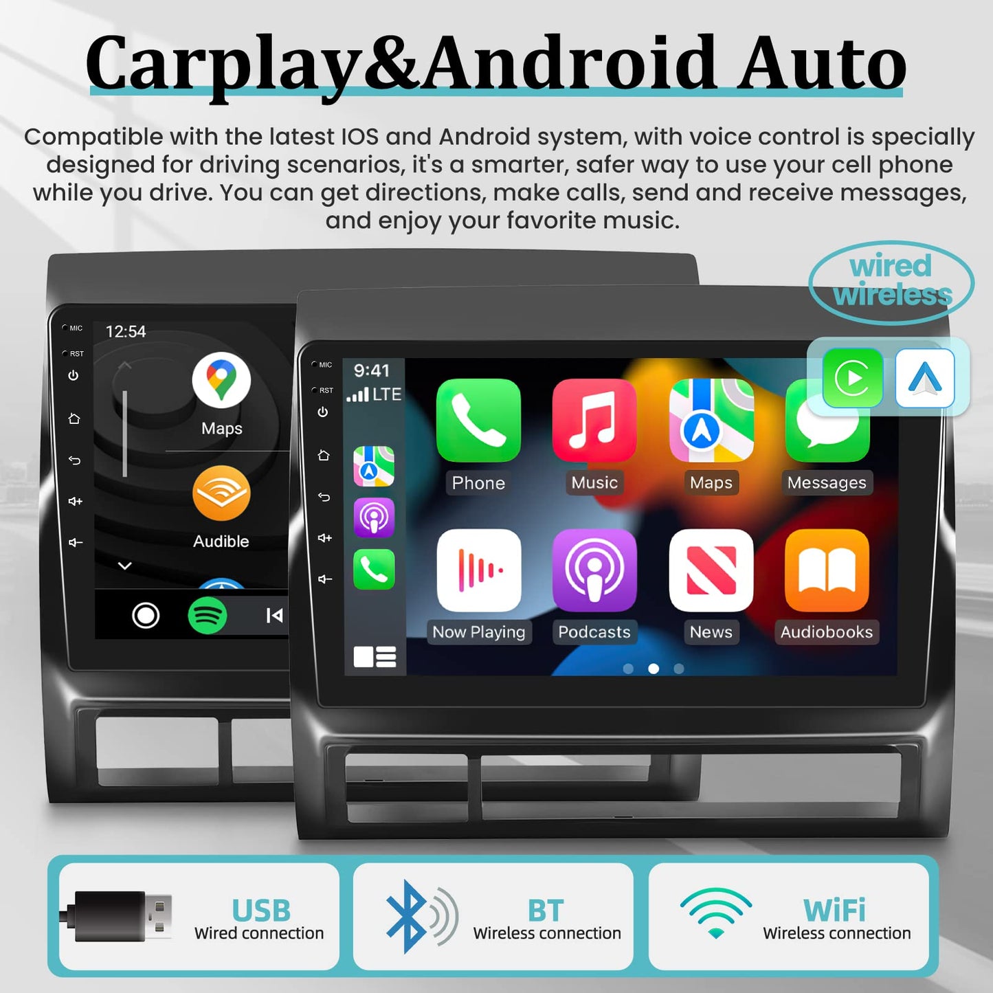 Android 13 Car Stereo for 2005–2013 Toyota Tacoma – 9" Touchscreen with Wireless CarPlay, Android Auto, 2+32GB, AHD Backup Camera & Microphone