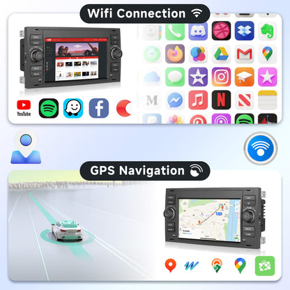 7inch Car Stereo Radio Car-play GPS Navi Compatible for Ford Transit Mk7Android 13