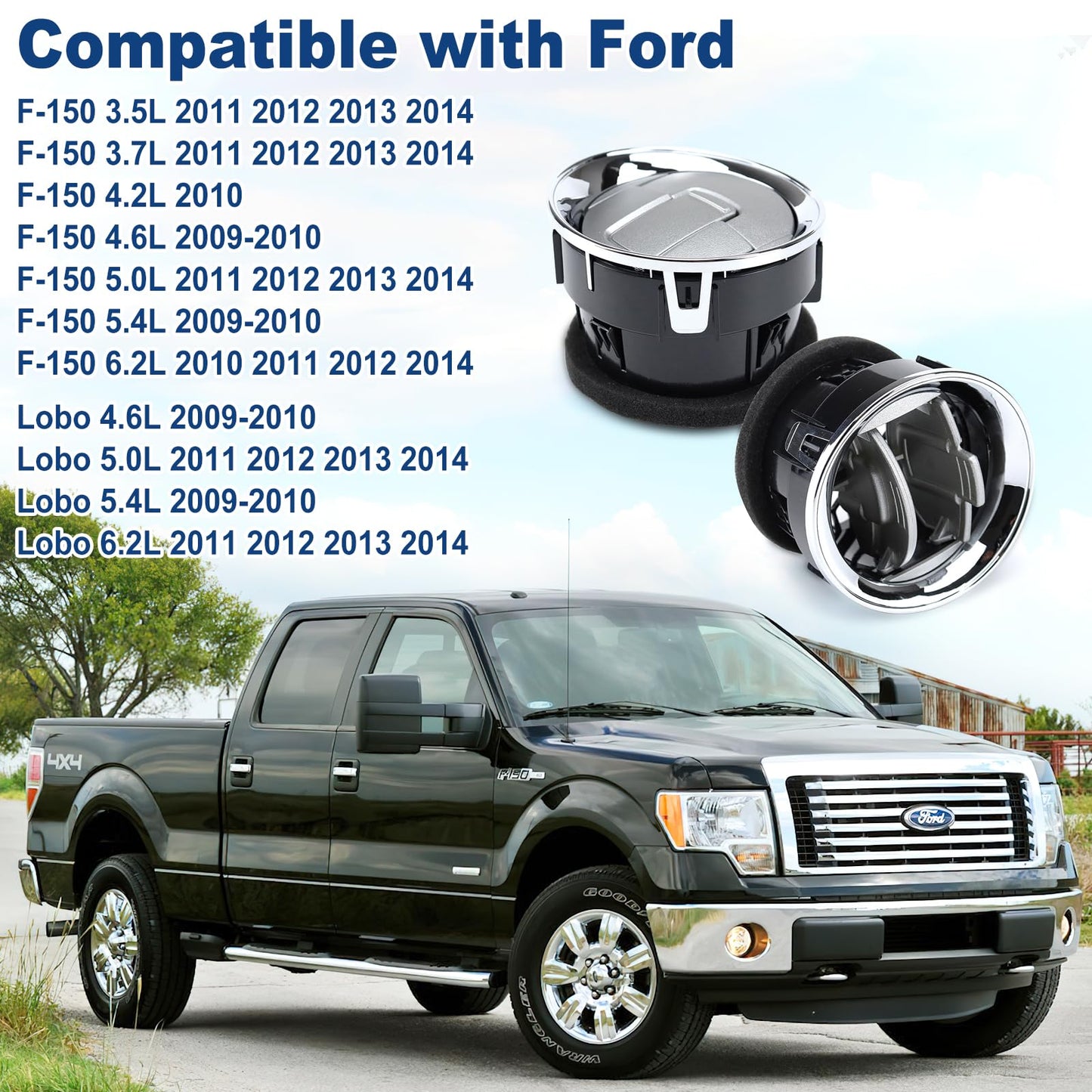 AC Heater Air Outlet Dashboard Vent Louvre 9L3Z19893CA Compatible for 2009-2014 Ford F150