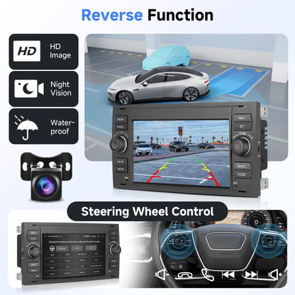Android 13 Car Stereo for Ford Transit (Universal Model) – 7" Touchscreen with Built-in Wireless CarPlay & Android Auto, 4+64GB, AHD Rear Camera & Microphone