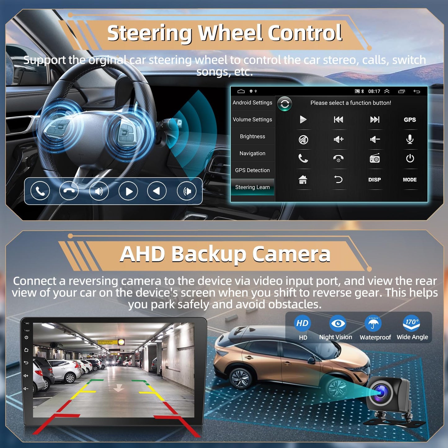 Android 13 Car Stereo for Chevrolet Aveo T250 (2009–2017) – 9" Touchscreen with Wireless CarPlay, Android Auto, 2+32GB, AHD Backup Camera & Microphone