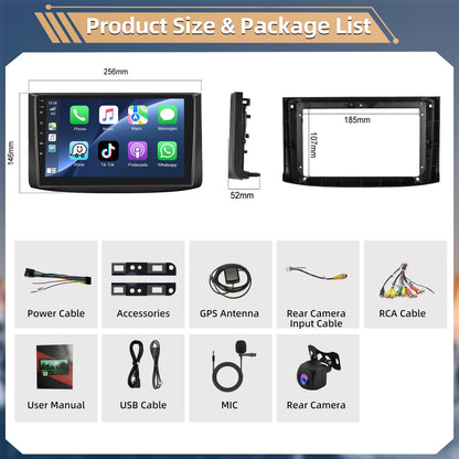 Android 13 Car Stereo for Chevrolet Aveo T250 (2009–2017) – 9" Touchscreen with Wireless CarPlay, Android Auto, 2+32GB, AHD Backup Camera & Microphone