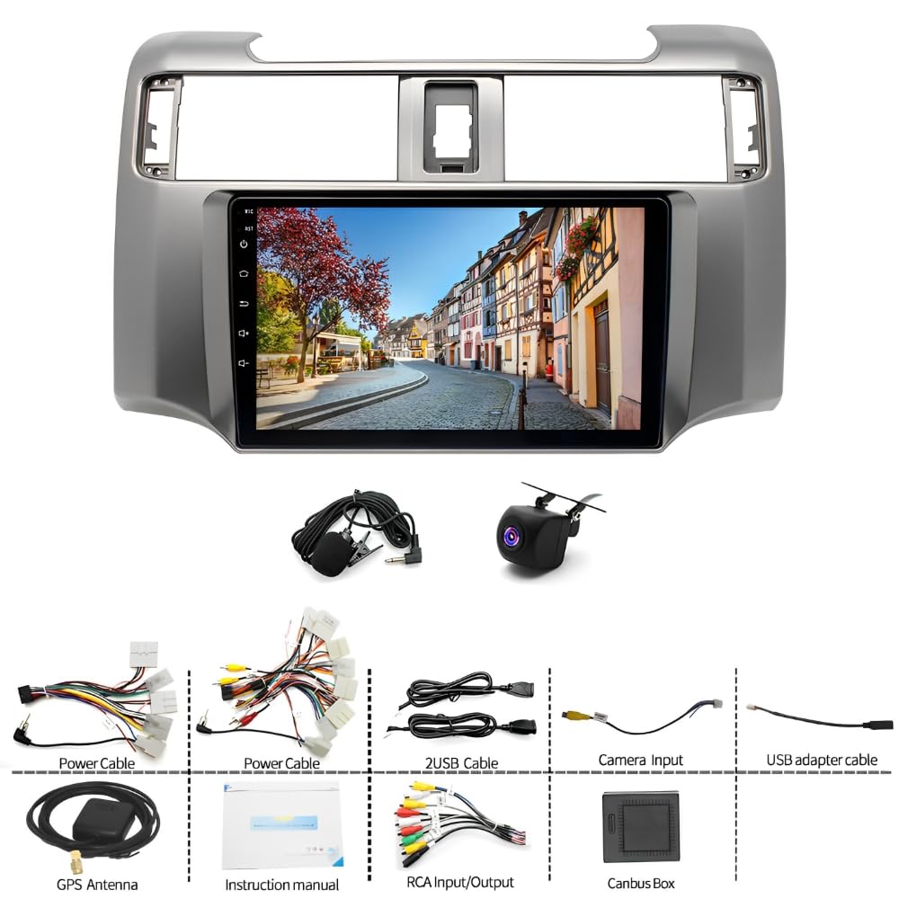 Car Navigation Player for Carplay/Android Auto 9 Inch Touch Screen Android 13 Automobile Music Player Bluetooth GPS Navigation Car Player Radio Compatible for Toyota 4Runner 2009-2019