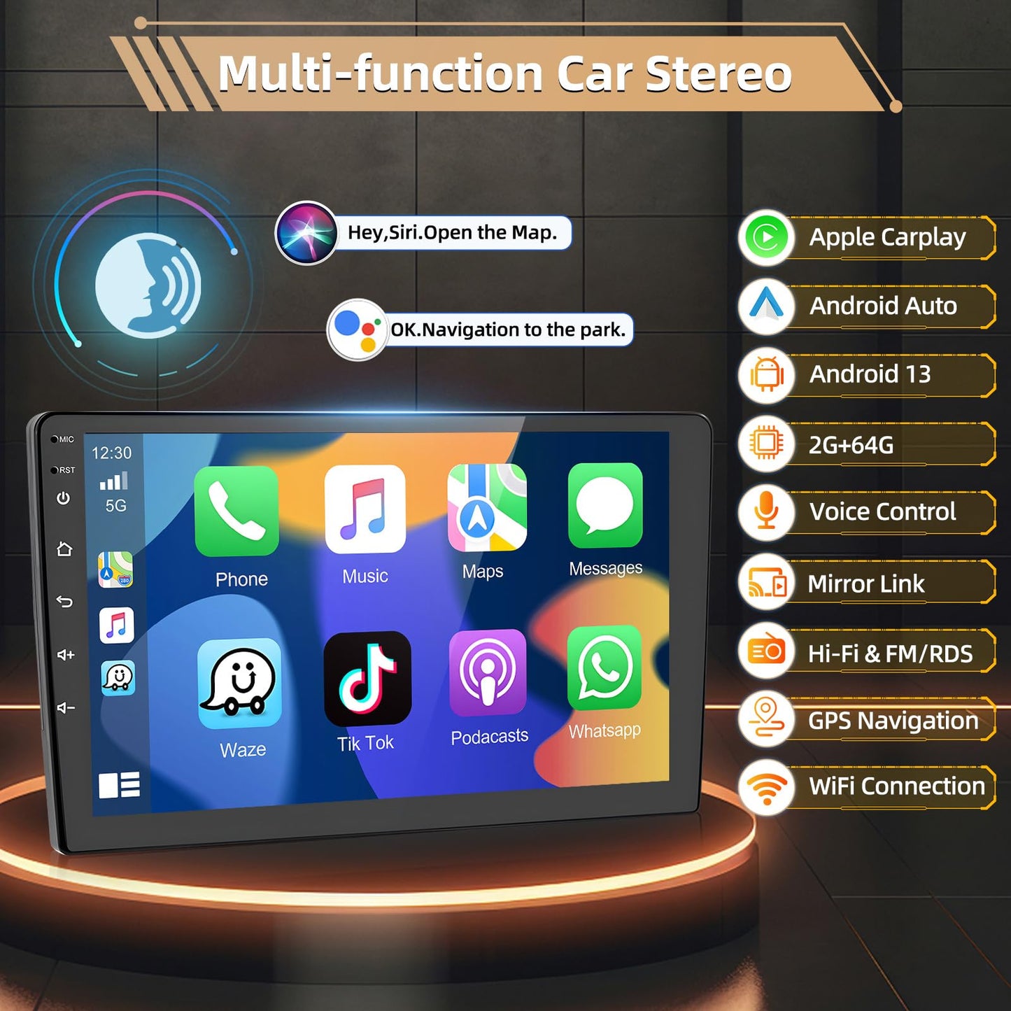 Android 13 Car Stereo for Chevrolet Aveo T250 (2009–2017) – 9" Touchscreen with Wireless CarPlay, Android Auto, 2+32GB, AHD Backup Camera & Microphone