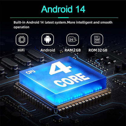 Android 14 Car Stereo for Chevrolet Traverse 2013–2017 – 7" Touchscreen with Wireless CarPlay & Android Auto, 2+32GB, AHD Backup Camera & Microphone (GMC-Style Rounded Frame)