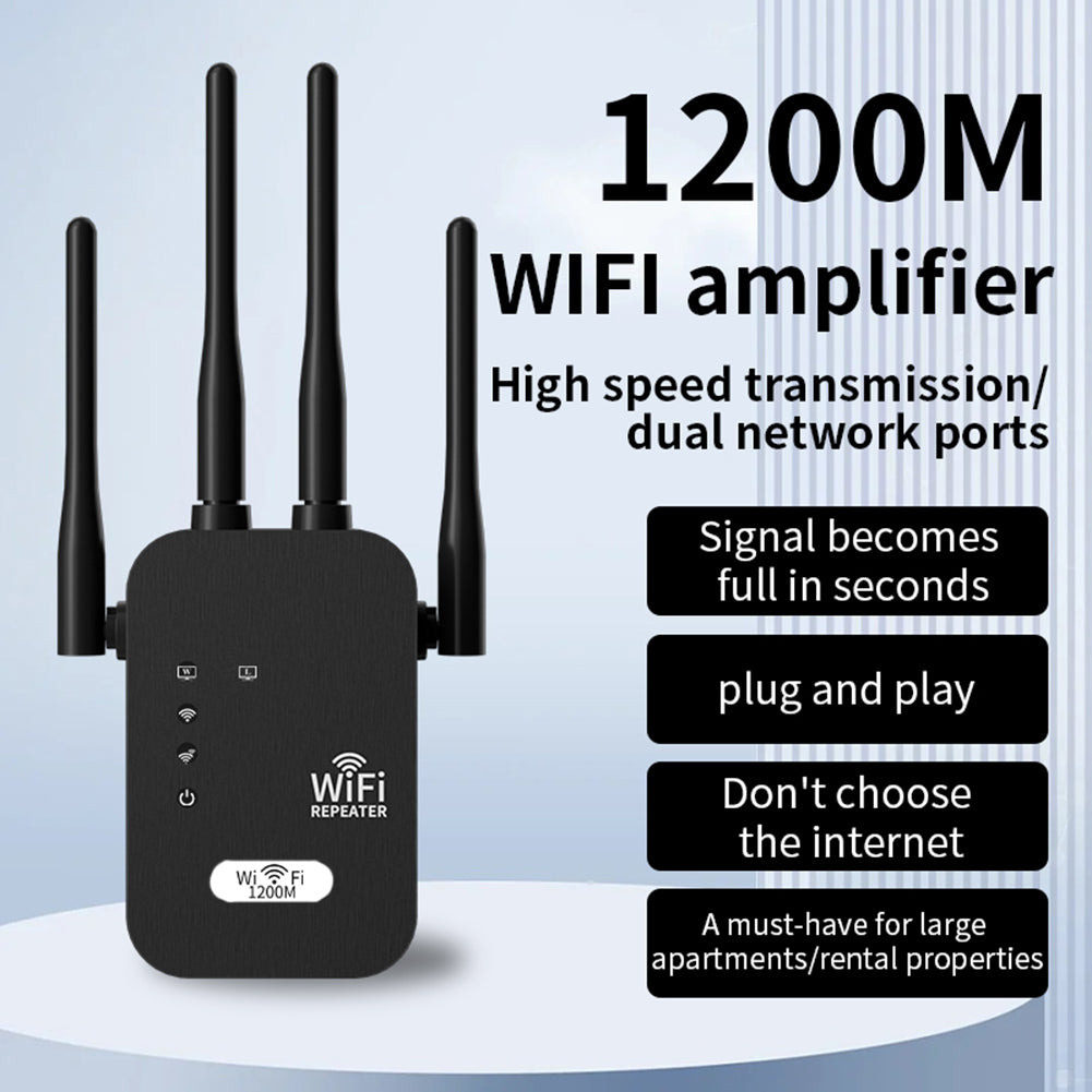 WLAN-Repeater mit 1200 Mbit/s – Drahtloser Signalverstärker – Einfache Einrichtung für Zuhause, Büro, Klassenzimmer – Starke Signalreichweite – Gaming-Ausrüstung