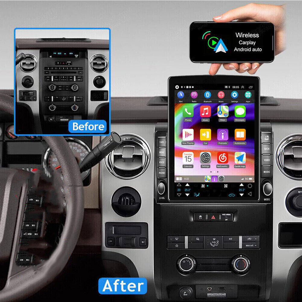 Android 13 Car Stereo for Ford F-150 2009–2014 – 9.7" Touch Screen, Wireless CarPlay & Android Auto, 2+32GB, Wide License Plate Camera