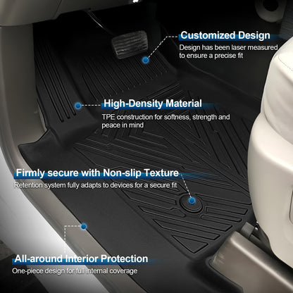 Car Floor Mats for 2019-2024 Chevrolet Silverado 1500/GMC Sierra 1500 2020-2024 Chevy Silverado/GMC Sierra 2500HD/3500HD Crew Cab Laser Cut Custom Fit TPE All Weather Truck Floor Mats Floor Liners