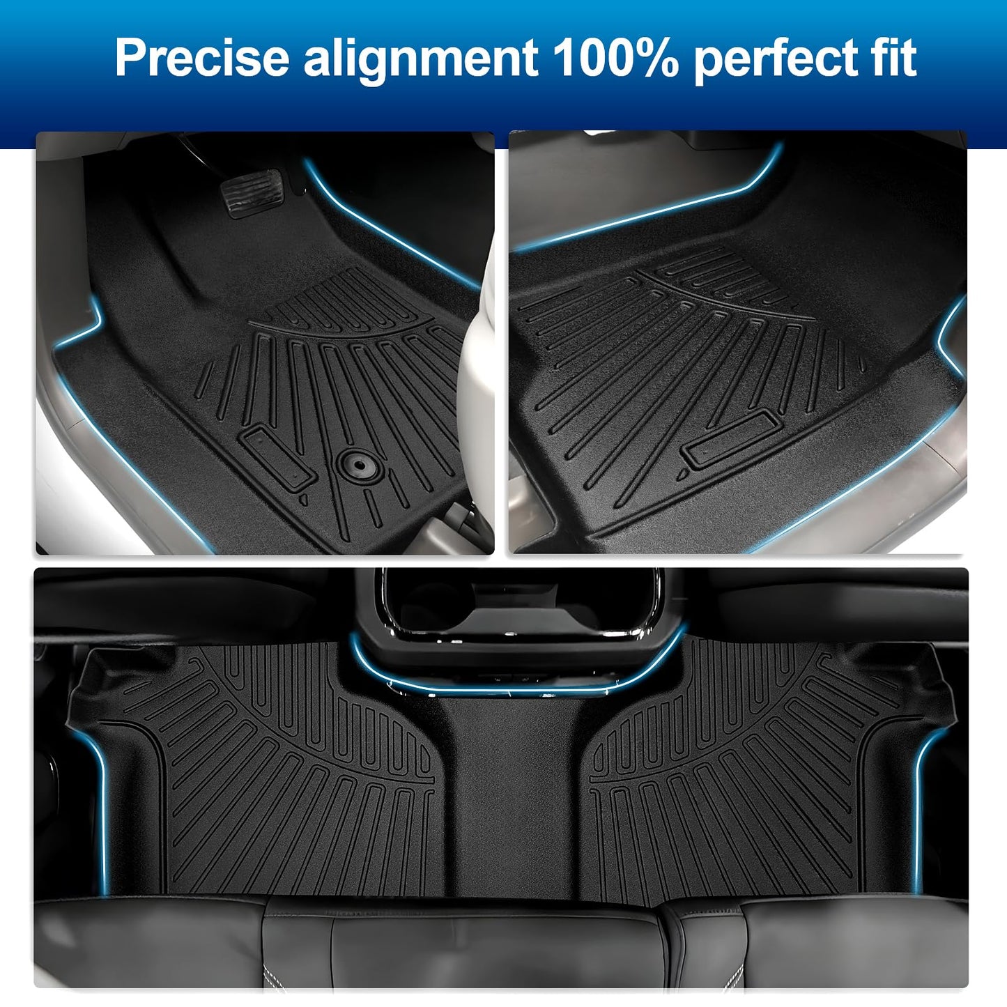Car Floor Mats for 2019-2024 Chevrolet Silverado 1500/GMC Sierra 1500 2020-2024 Chevy Silverado/GMC Sierra 2500HD/3500HD Crew Cab Laser Cut Custom Fit TPE All Weather Truck Floor Mats Floor Liners