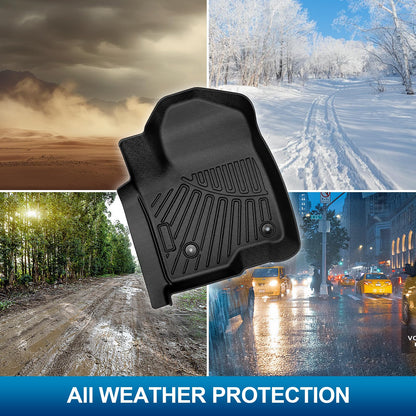 Car Floor Mats for 2019-2024 Chevrolet Silverado 1500/GMC Sierra 1500 2020-2024 Chevy Silverado/GMC Sierra 2500HD/3500HD Crew Cab Laser Cut Custom Fit TPE All Weather Truck Floor Mats Floor Liners