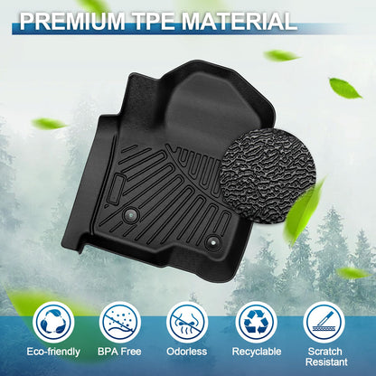 Car Floor Mats for 2019-2024 Chevrolet Silverado 1500/GMC Sierra 1500 2020-2024 Chevy Silverado/GMC Sierra 2500HD/3500HD Crew Cab Laser Cut Custom Fit TPE All Weather Truck Floor Mats Floor Liners