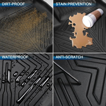 Car Floor Mats for 2019-2024 Chevrolet Silverado 1500/GMC Sierra 1500 2020-2024 Chevy Silverado/GMC Sierra 2500HD/3500HD Crew Cab Laser Cut Custom Fit TPE All Weather Truck Floor Mats Floor Liners