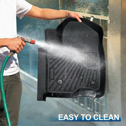 Car Floor Mats for 2019-2024 Chevrolet Silverado 1500/GMC Sierra 1500 2020-2024 Chevy Silverado/GMC Sierra 2500HD/3500HD Crew Cab Laser Cut Custom Fit TPE All Weather Truck Floor Mats Floor Liners